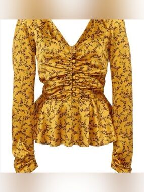 Simkhai Hammered Silk Twist Front Top in Tumeric XS
